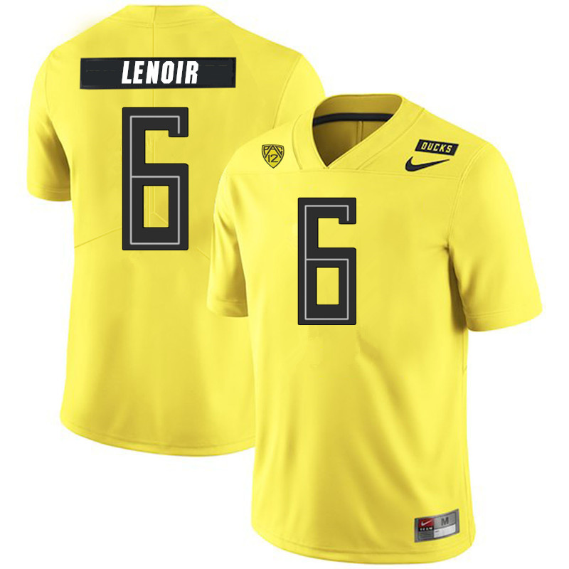 2019 Men #6 Deommodore Lenoir Oregon Ducks College Football Jerseys Sale-Yellow - Click Image to Close